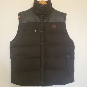 FILA wool down feather puffer high neck zip up vest